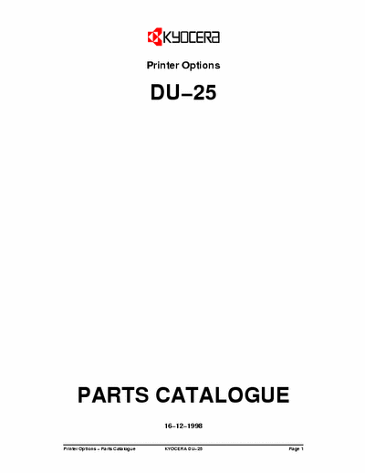 Kyocera DU-25 DU-25 Duplexer parts catalogue